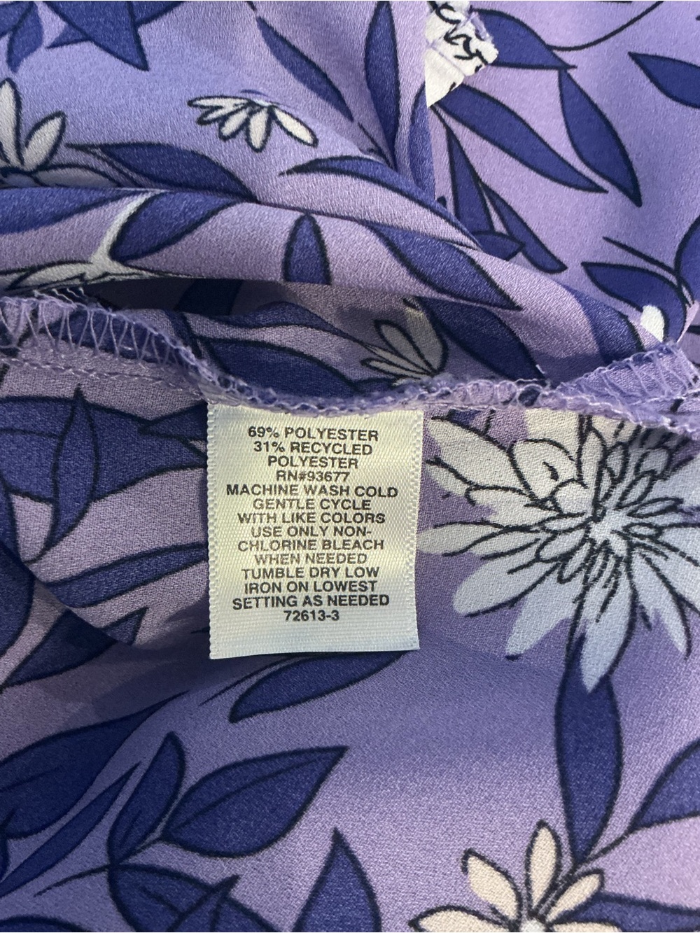 Liz Claiborne Purple Floral Ruffle Sleeve Blouse Top L - Picture 3 of 3